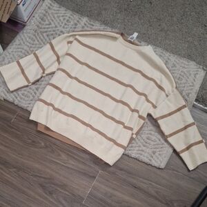 Striped Cream and Tan Womans  Sweater